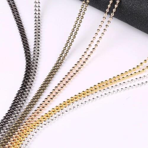 Mibrow 5 Meters 1.2/1.5/2/ 2.4mm Metal Ball Chains Gold Silver Color Round Beads Chains for DIY Necklace Jewelry Accessories
