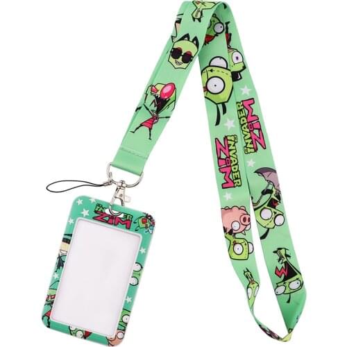 DZ1776 Anime Alien Lanyard Credit Card ID Badge Holder Key Ring Bag Student woman Travel Bank Bus Business Card Cover Keychain