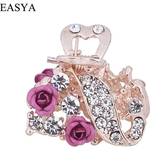 EASYA New Fashion Minimalist Crystal Peacock Hair Claw Clips Popular Rose Flower Rhinestone Animal Hearwear Ornaments Jewelry
