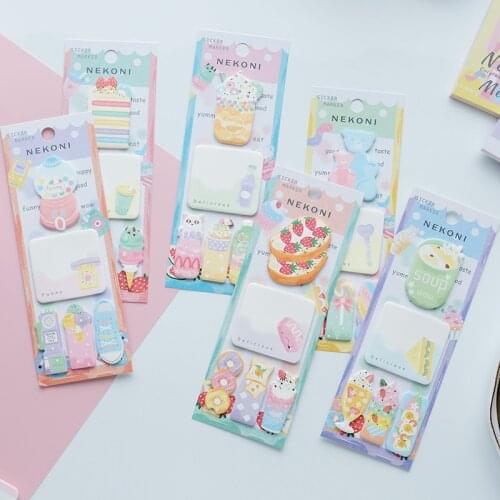 1 Piece Lytwtws Cute Cartoon Candy Cake Bear Gourmet Sticky Notes Stationery Sticker Memo Pad Planner Office School Supplies