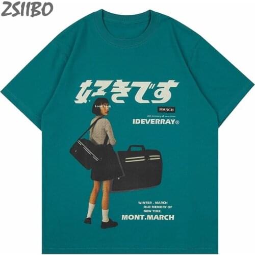 Hip Hop Streetwear Harajuku T Shirt Girl Japanese Kanji Print Tshirt 2021 Men Summer Short Sleeve T-Shirt Loose Tops Cotton Tees