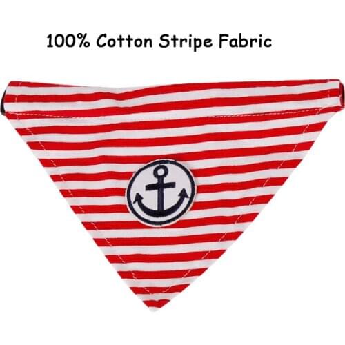 Anchor Stripe Cotton Dog Puppy Bandana Pet Collar Scarf 3 sizes Adjustable Pet Puppy Bandana Dog Cat Collar Fashion Neckerchief