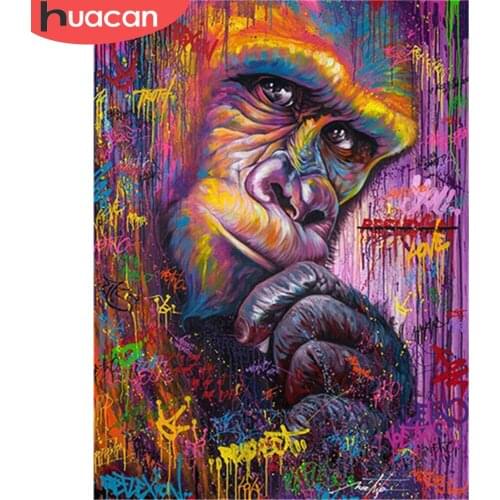 HUACAN Full Square Diamond Art Painting Mosaic Orangutan Set Diamond Embroidery Cross Stitch Animal Home Decoration