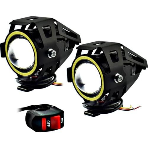 12V 125w U7 motorbike angel eye lights work lamp Motorcycle spotlights headlights LED 6500K spotlights 3000lm fog spot lights