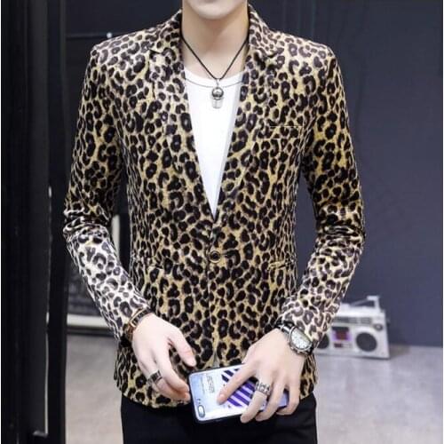 Male spring and autumn jackets mens coat Leopard stripes chaquetas outerwear casual chaqueta hombre youth korean