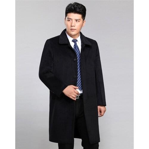 Mens Cashmere Coat Fox Fur Collar Mens Jackets Winter Long Overcoat Men Thick Wool Coat Jacket Man Abrigo Hombre WXF495