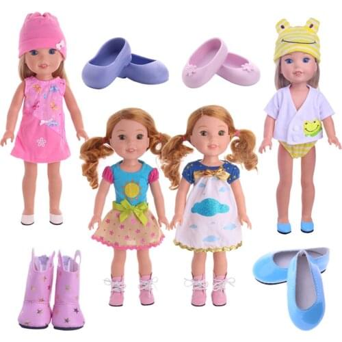 Doll Clothes High Quality Doll Clothes Dress Shoes Cute Suit+Hat Pajamas Fit 14.5 Inch American Dolls Wellie Wishers Christmas