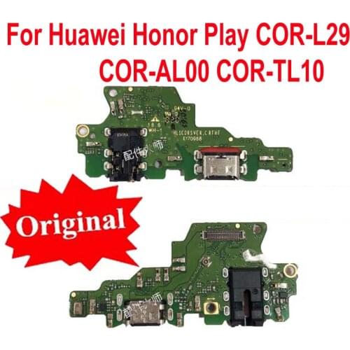 Original For Huawei Honor Play COR-L29 USB Charging Charger Port Dock Connector PCB Board Ribbon Flex Cable with Headphone Audio