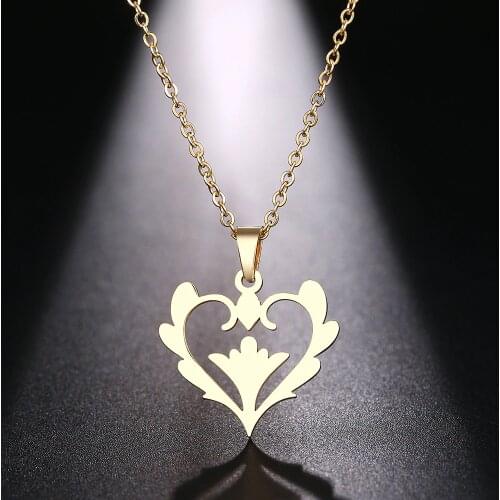 DOTIFI Stainless Steel Necklace For Women Flower Heart Hollw Choker Pendant Necklace Engagement Jewelry