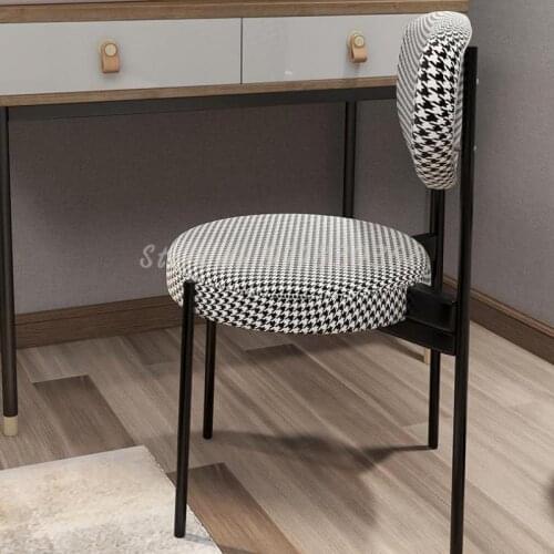 Nordic Light Luxury Dining Chair Houndstooth Dining Table Chair Simple Modern Desk Chair Leisure Net Red Stool Home Backrest