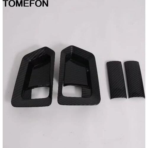 TOMEFON For Toyota Hiace Granvia Commuter 2019 2020 Side Door Handle Bowl Frame Cover Trim Interior Accessories ABS Carbon Fiber