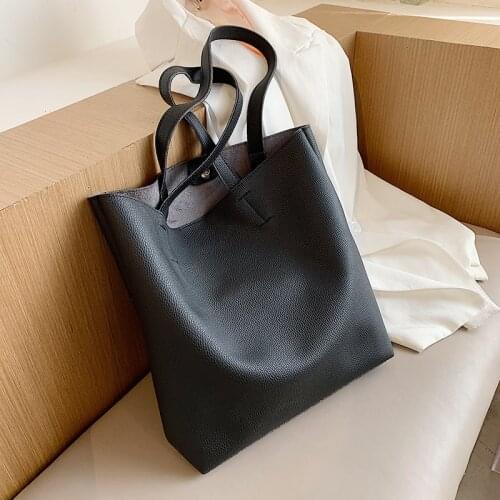 Large Solid Color Soft PU Leather Shoulder Bags For Women 2020 Simple Open Handbags Winter Branded Womens Trending Hand Bag