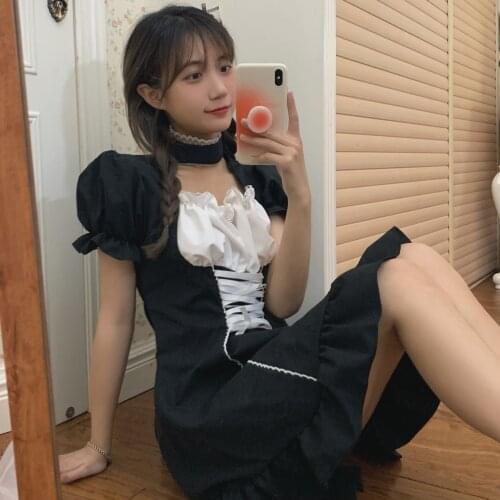 Sannian Women Lovely Dress 2021 New Sweet Wood Ear Edge Square Neck Waist Skinny Short-sleeved Dresses Summer Ladies Clothes