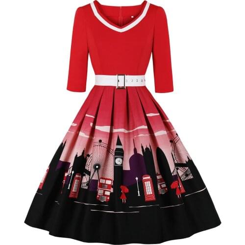 SISHION Half Sleeve Printed Dresses for Women 2021 VD1646 Cotton Hepburn Vintage Dress Spring Summer New