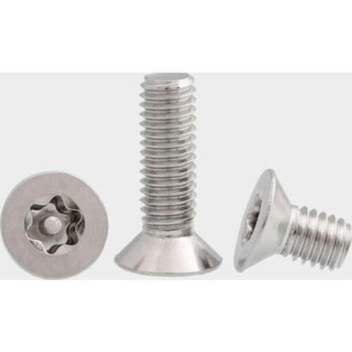 10/50pc M3 M4 M5 M6 304 stainless steel Six Lobe Torx Flat Countersunk Head with Pin Tamper Proof Anti Theft Security Screw Bolt