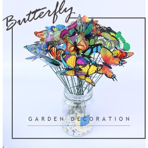 100PCS Bunch Of Butterflies Garden Yard Planter Colorful Whimsical Butterfly Stakes Decoracion Outdoor Decor Flower Pots Decor