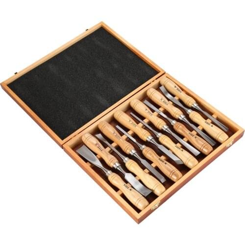 SHE.K 12PCS Wood Carving Chisel Set Sharp Woodworking Hand Knife Tools Gouges Steel DIY Woodcut Working Professional