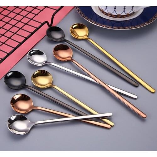 2pcs 304 Stainless Steel Small Spoon Round Head Spoon Korean Coffee Spoon Honey Small Round Spoon Dessert Stirring Spoon
