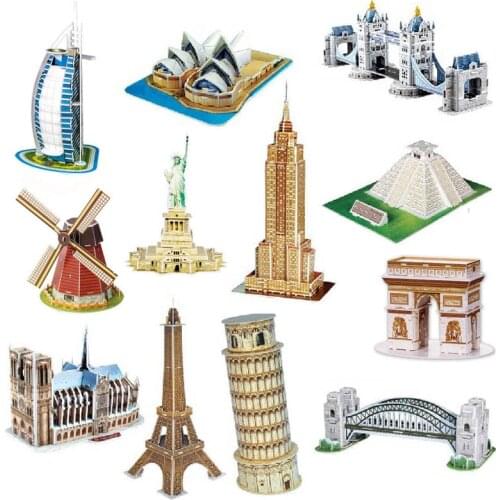 3D Puzzle Paper Model Games Word Famous Buildings Architecture Puzzlees DIY Jigsaw Puzzle Toy Gift for Kids Christmas Gifts