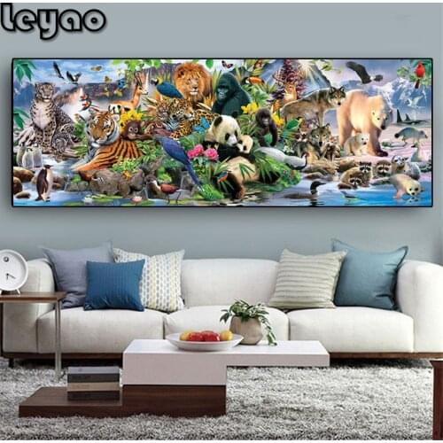 Full square/round drill large 5d diy diamond painting animals world diamond mosaic embroidery sale wild lion and tiger
