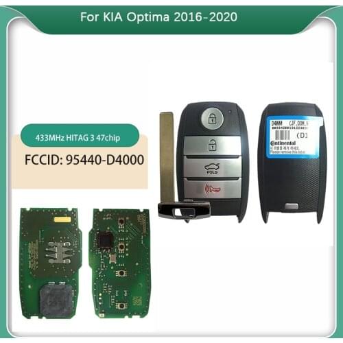 CN051114 Aftermarket For KIA Optima 2016-2020 Genuine Smart Key Remote 4 Button 433MHz HITAG 3 Transponder FCC 95440-D4000