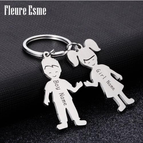 Custom Name Key Chains Personalized Gift Engraved Boy Girl Kid Child Family Keychain Pendant Key Ring For Couple Accessories