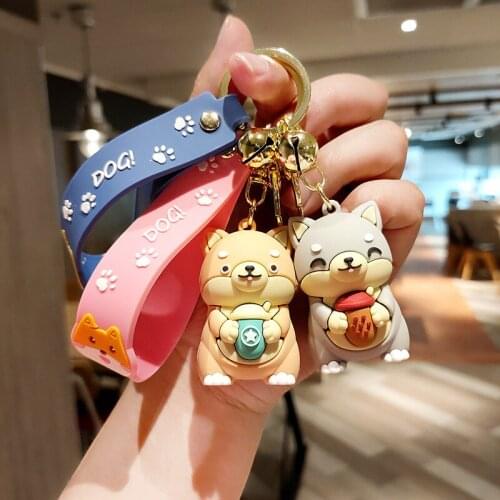 Cartoon soft puppy creative key chain, mobile phone pendant, Shiba Inu key chain, cute backpack decoration, funny gift