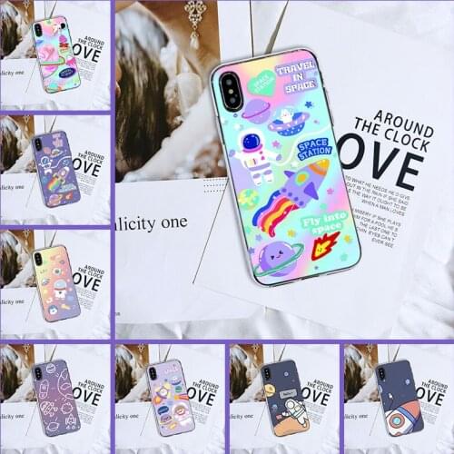 Case For iPhone 6 S 6S 7 8 X XR XS Max Cute Space Astronaut Star Kawaii Pretty Cover For iPhone 8 7 6S 6 S Plus Phone Cases