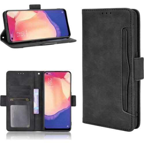 For OPPO Reno 4 SE Case Premium Leather Wallet Leather Flip Multi-card slot Cover For OPPO Reno4 SE Reno 4SE Case 6.43"