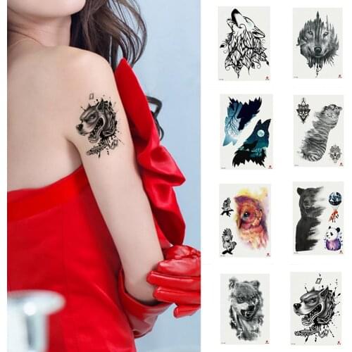 Hot Fashion Temporary Tattoo Animal Dog Bear Arm Shoulder Waterproof Temporary Fake Tattoo Stickers Body Art Makeup Tools