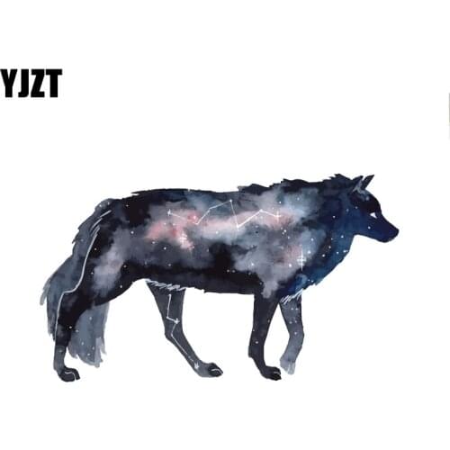 YJZT 14CM*8.1CM Interesting Decoration Star Wolf PVC Motorcycle Car Sticker 11-00489