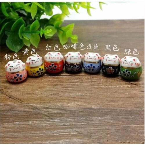 5pcs cute Cat Fortune Kiten Maneki Neko Ceramic DIY For bracelet earings deco Charms 2x2cm