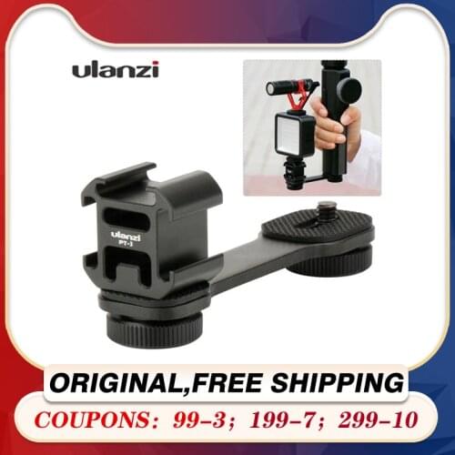 Microphone Grip L Bracket Rig with 3 Hot Shoe Mounts for Zhiyun Smooth Q 4 / 3/Osmo Mobile 2 /BY-MM1 Ulanzi Light Stand Bracket