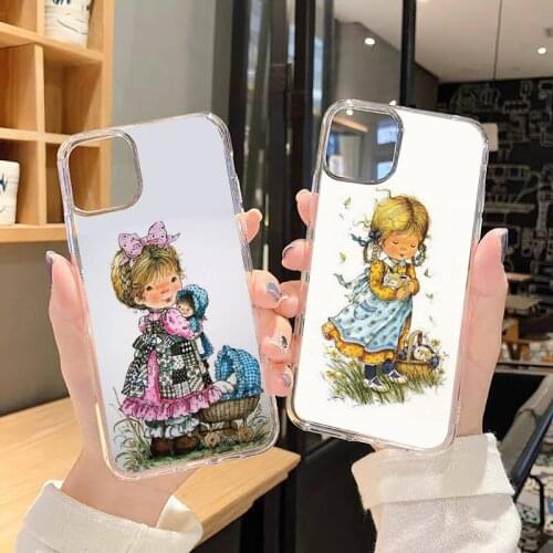 Sarah Kay pattern Cute Phone Case Transparent soft For iphone 5 5s 5c se 6 6s 7 8 11 12 plus mini x xs xr pro max