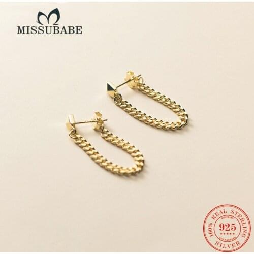 Fashion Hoop Earrings Real 925 Sterling Silver Simplist Link Chain Geometric Elegant Jewelry Gift For Women Girls Female Mujer