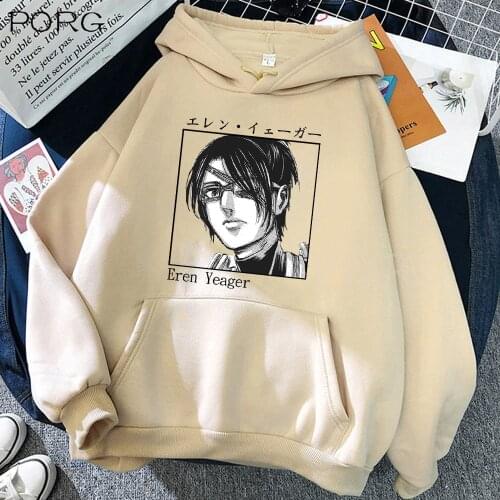 Japanese Anime Attack on Titan Harajuku Eren Jaeger Printed Mens Streetwear Casual Sweatshirts