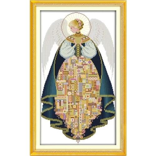 Joy Sunday Cross Stitch Kit Angel(3) 14CT 11CT Counted Cross Stitch Stamped Kits Printed DIY Handmade Embroidery Needlework Sets