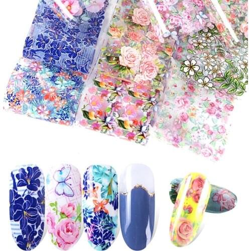 10 Sheets Nail Sticker DIY Retro Style Colorful Flower 3D Butterfly Nail Decal Nail Decor Manicure Nail Art Decals Decoration
