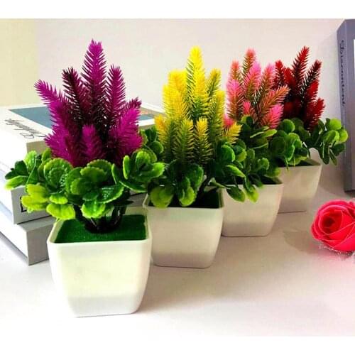 New 1Pc Artificial Flower Grass Potted Bonsai Living Room Office Garden Desk Decor Christmas Decoration