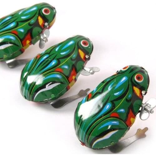 New Metal Wind-up Anmial Childrens Classic Tin Clockwork Toy Jump Frog Model Childrens Classic Toy For Boy Educational Toy