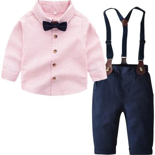 1-3 year autumn children clothing Long sleeve 2pcs suit British gentleman baby 1st Birthday party dress boys outfit kids clothes