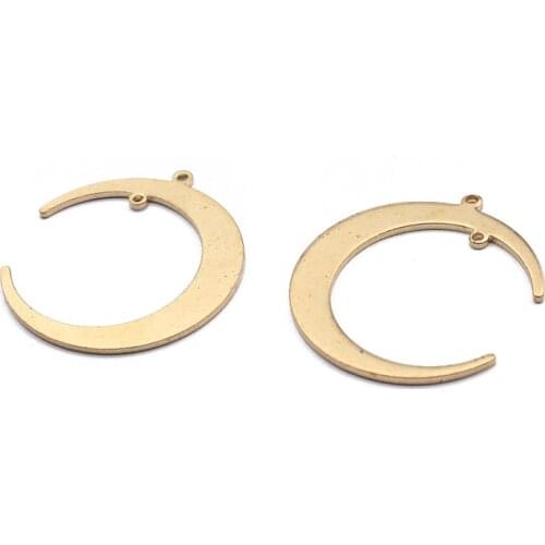 10pcs Raw Brass Charms 27x31mm Crescent Moon Charms Connector For DIY Necklace Earrings Jewelry Making Accessories