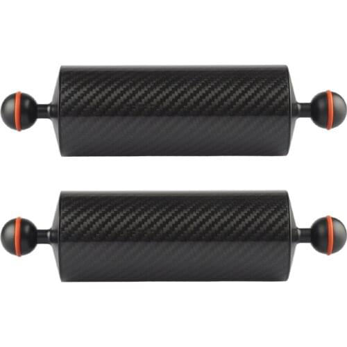 MINIFOCUS 2 x 10" / 25.5 cm D60mm Dual Ball Carbon Fiber Underwater Float Arm for Diving Tray Video Light/Strobe mounting (2 PCS