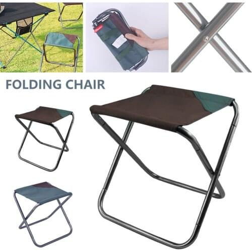 Portable Folding Camping Chair Foldable Stool Black Small Aluminum Oxford Seat with Storage Bag for FishingHiking Travel Outdoor