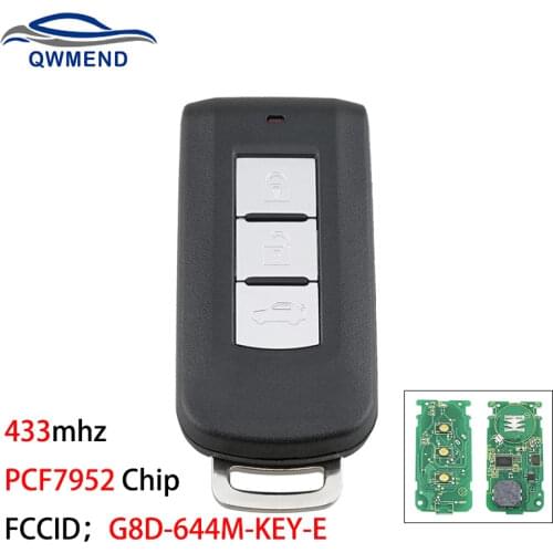 BHKEY G8D-644M-KEY-E 433mhz Remote Car Key For Mitsubishi Lancer Outlander ASX PCF7952 Chip Smart Car Key (With Emergency Key)