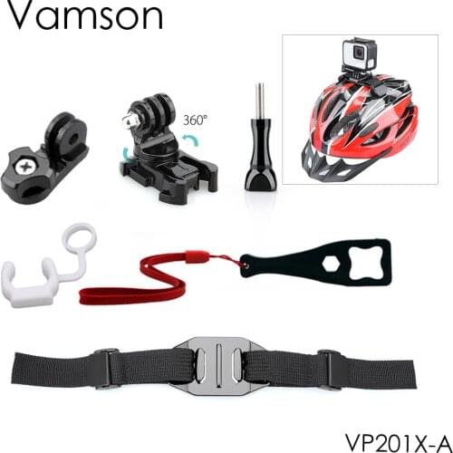Vamson for Go ProAdjustable Bike Helmet Strap Head Hero 7/6/5/4 Belt Mount Holder Adapter for OSMO Action Xiaomi Yi 4K VP201X