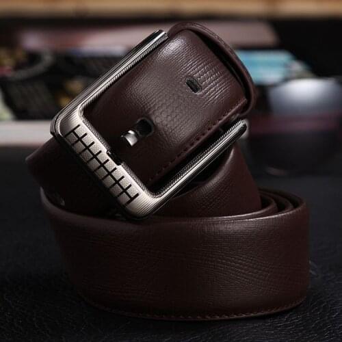 New Genuine Leather Good Quality Business Mens Belt Luxury Designer Brand Brass Buckle Male Belts for Men Jeans Pants Belts