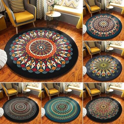 Retro Style Round rug Datura 3D printing coffee table carpet Hanging basket living room Decorative carpet Crystal velvet Custom