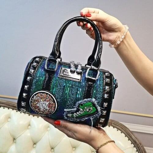 Luxury Brand Bag Sequines Womens Shoulder Bag Pillow Ita Cross Body Bag Designer Tote Rivet 2021 Sac De Luxe Femme