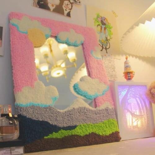 Hand Made Ins Style Personalized Makeup Mirror Rrugs Plush Unique Gift Tabletop Ornament Lovely Scenery Room Decorative Mirror